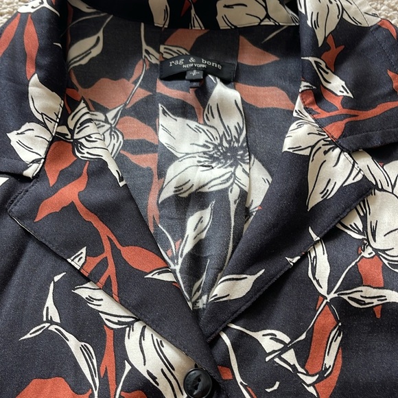Rag & Bone Mare Hawaiian Button Down Short Sleeve Silk Blend Shirt Size Small - Picture 12 of 13